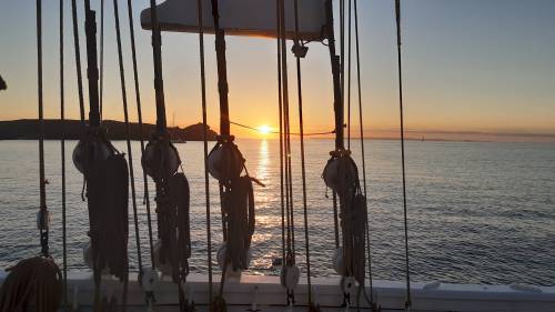 Coucher de soleil avec Biche, croisire dans le Golfe du Morbihan 2021